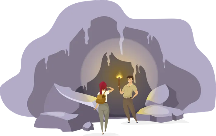 Entdecker in der Höhle  Illustration