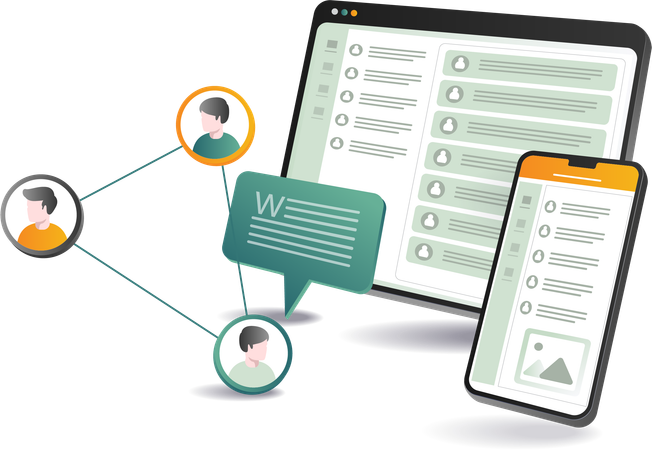 Enterprise Network Team Communication Application  Illustration