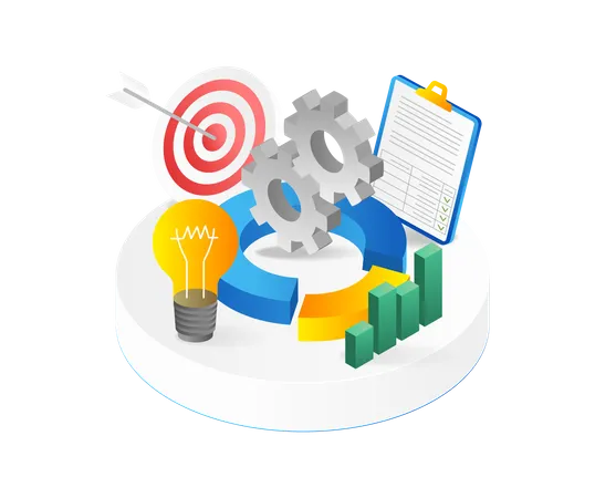 Enterprise Resource Planning ERP business pie chart  Illustration