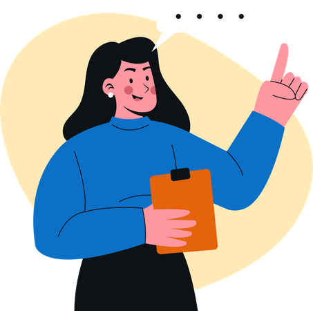 Enthusiastic and Engaging Woman Holding Clipboard  Illustration
