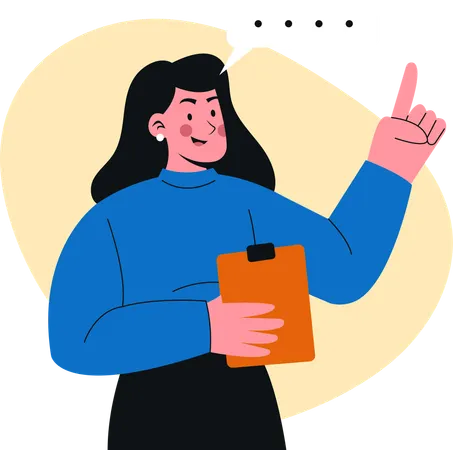 Enthusiastic and Engaging Woman Holding Clipboard  Illustration