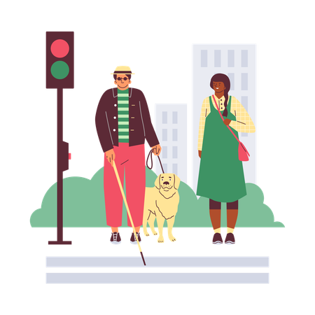 Entorno urbano inclusivo para personas con discapacidad  Ilustración