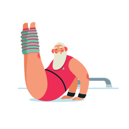 Entraînement du père Noël au gymnase  Illustration