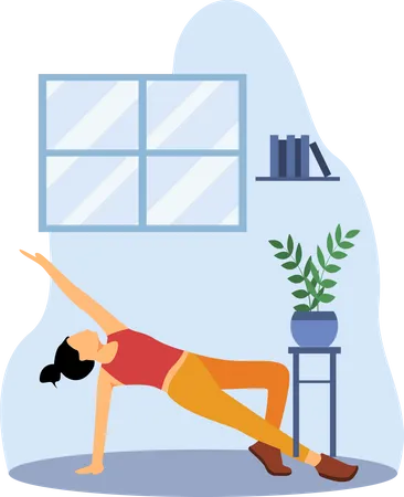 Entraîneur de yoga faisant du yoga en cours de yoga  Illustration