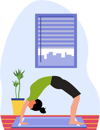 Entraîneur de yoga faisant Chakrasana en cours de yoga  Illustration