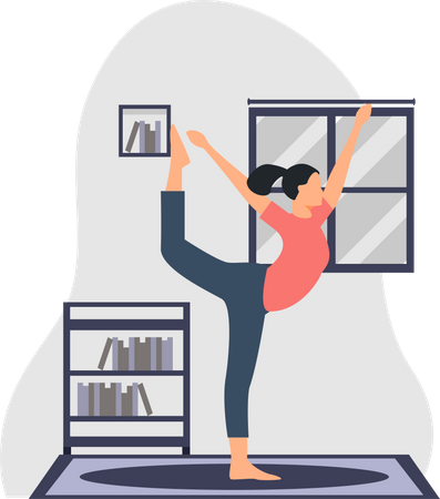 Entraîneur de yoga faisant du yoga en cours de yoga  Illustration
