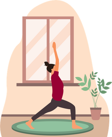 Entraîneur de yoga faisant du surya namaskar dans la chambre  Illustration