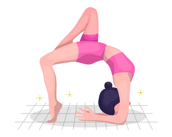 Entraîneur de yoga féminin faisant du yoga  Illustration