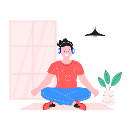 Entraîneur masculin faisant du yoga  Illustration