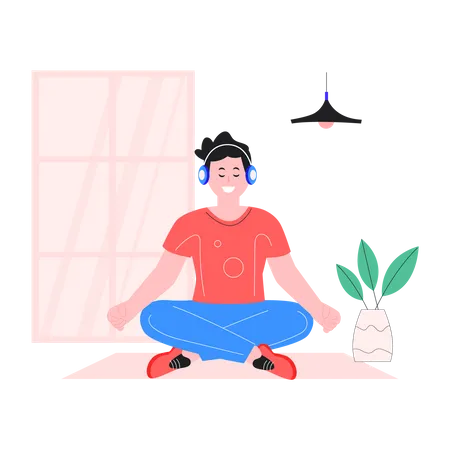 Entraîneur masculin faisant du yoga  Illustration