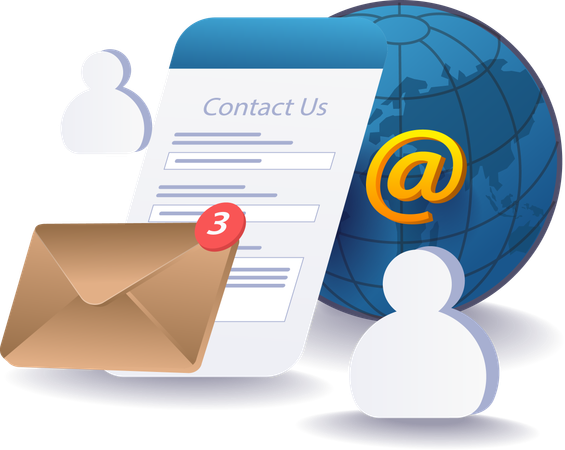 Entre em contato com a conta de e-mail do atendimento ao cliente  Ilustração
