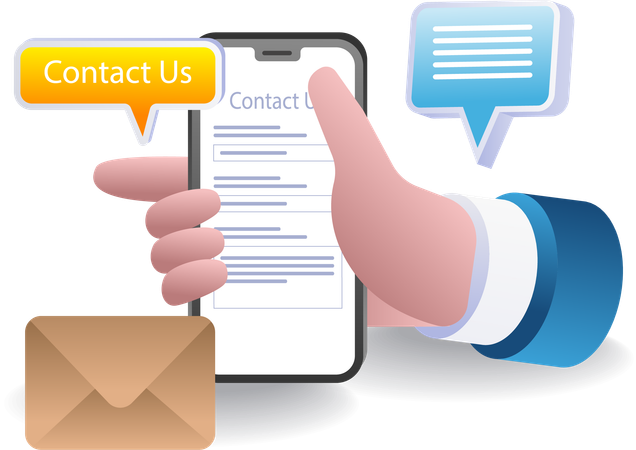 Entre em contato com o atendimento ao cliente com um smartphone  Ilustração