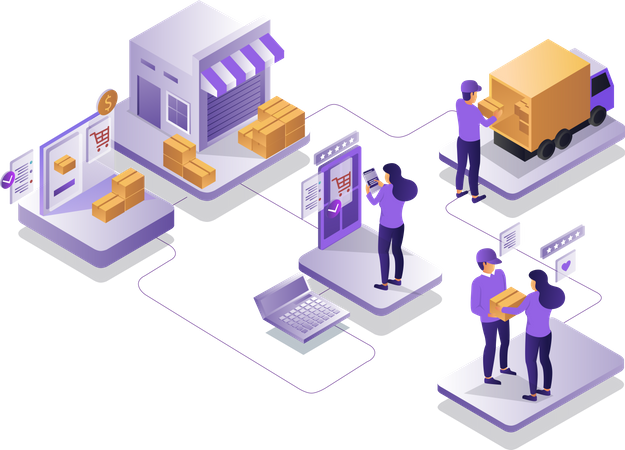 Entrega da loja de comércio eletrônico  Ilustração