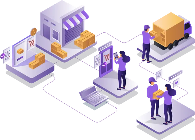 Entrega da loja de comércio eletrônico  Ilustração