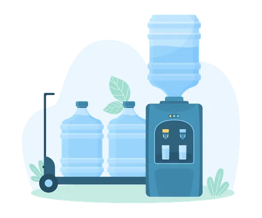 Entrega de agua limpia para refrigerador de oficina  Ilustración