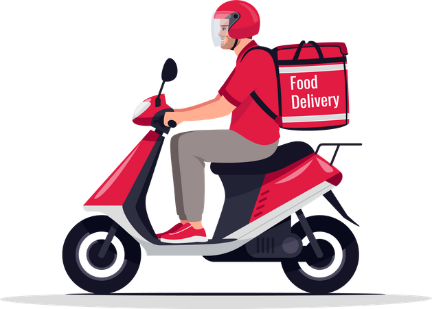 Entrega de comida em moto  Ilustração