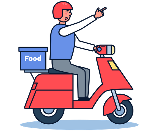 Entrega de comida em scooter  Ilustração