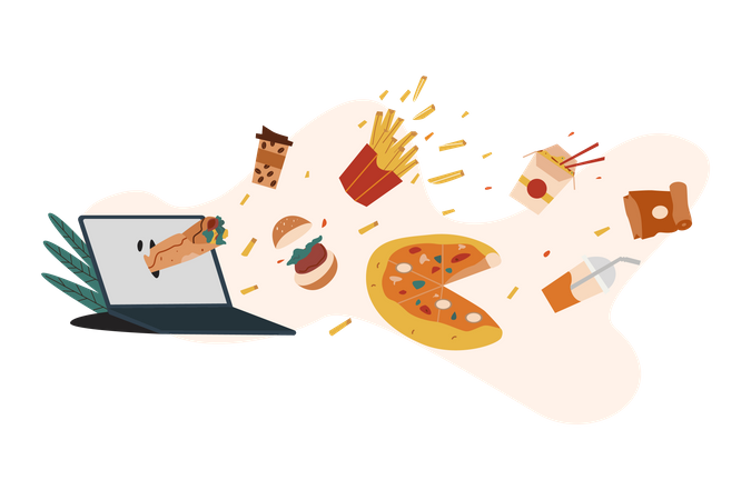 Entrega de comida en línea  Ilustración