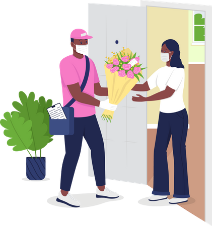 Entrega de flores  Ilustração