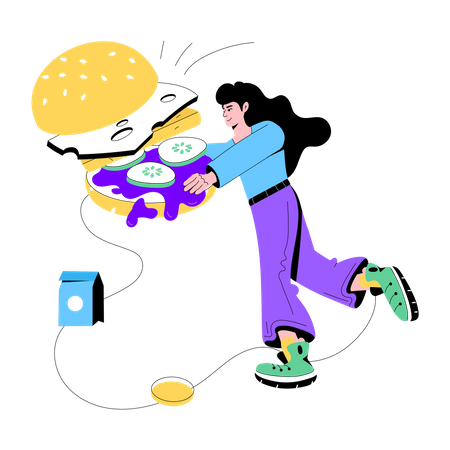 Entrega de hamburguesas  Ilustración