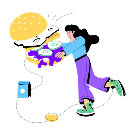 Entrega de hamburguesas  Ilustración