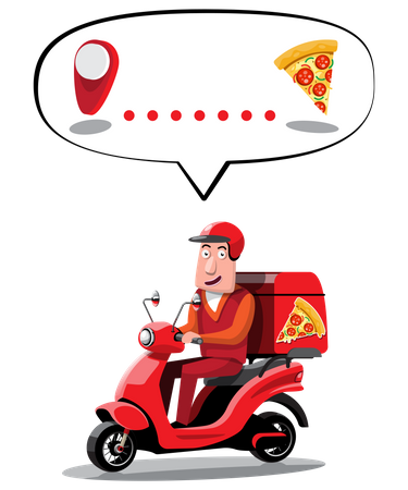 Entrega de pizza en línea  Ilustración