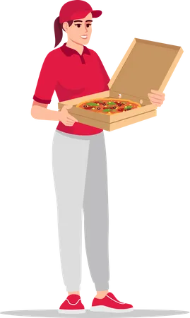 Entrega de pizza por pizzagirl  Ilustração