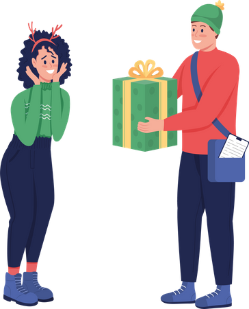 Entrega de regalos de navidad  Ilustración