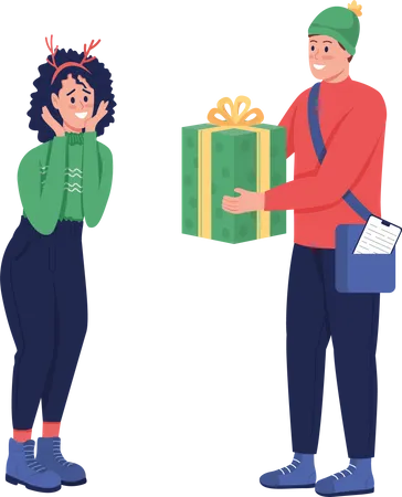 Entrega de regalos de navidad  Ilustración