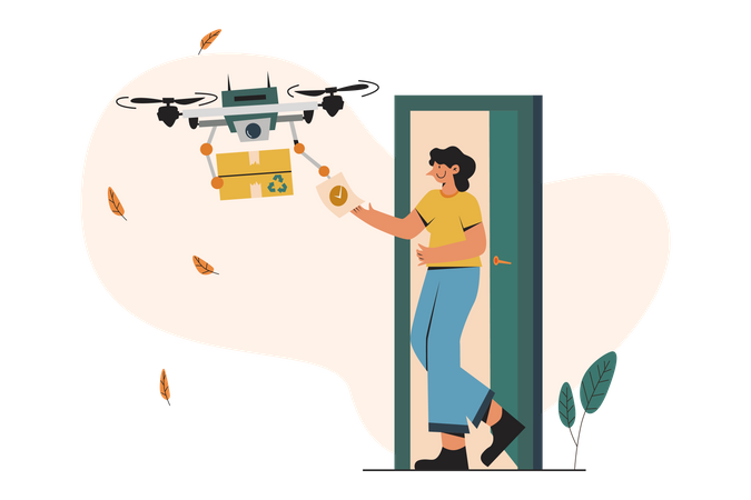 Entrega con drones  Ilustración
