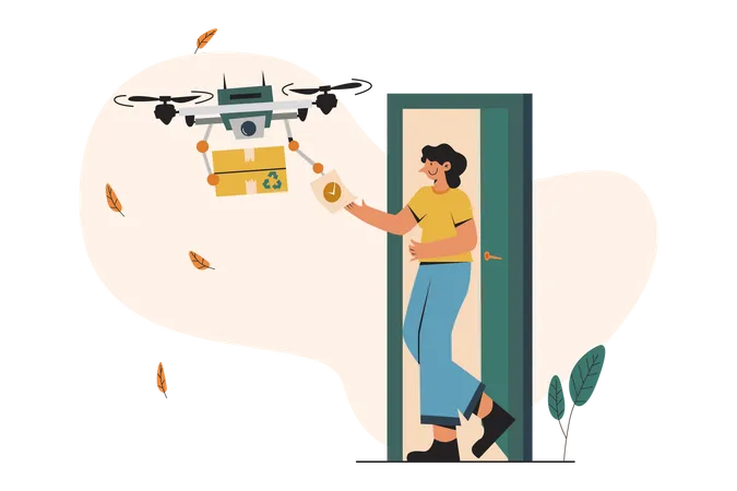 Entrega con drones  Ilustración