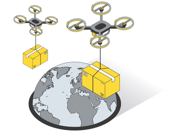 Entrega con drones  Ilustración