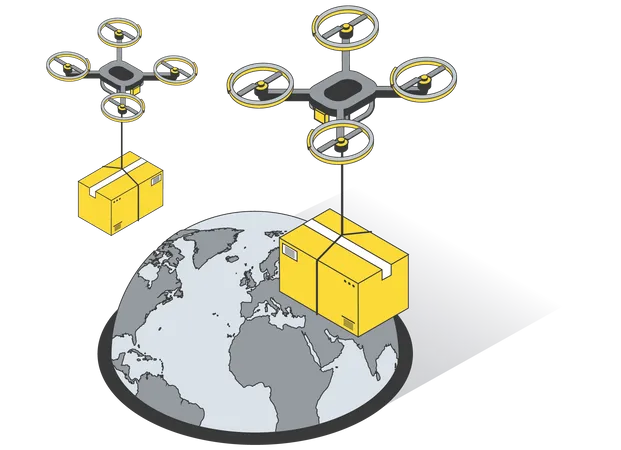 Entrega con drones  Ilustración