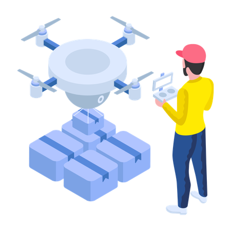 Entrega con drones por empleado  Ilustración