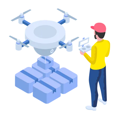 Entrega con drones por empleado  Ilustración