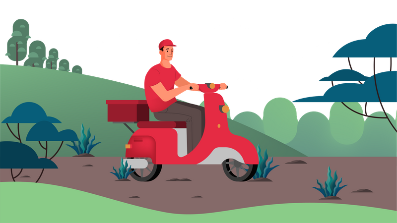 Entrega em scooter  Ilustração