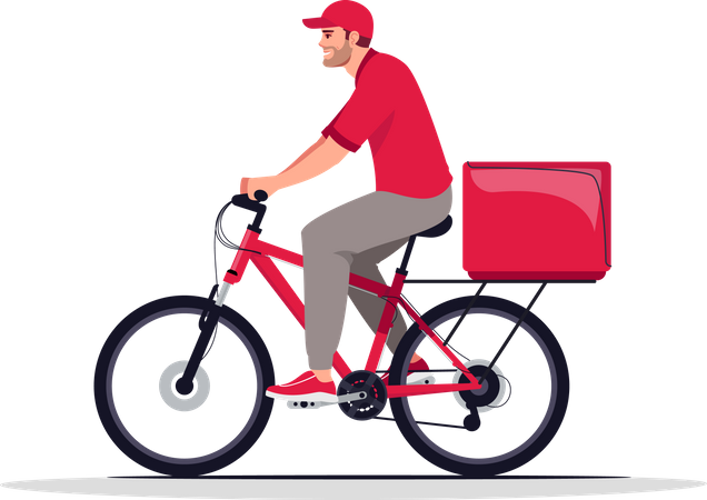 Entrega de mensajería en bicicleta.  Ilustración
