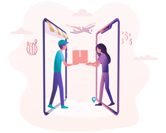 Entrega de porta on-line  Ilustração