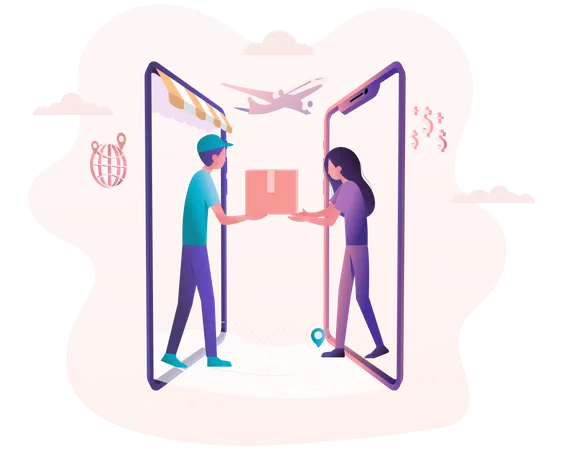 Entrega de porta on-line  Ilustração