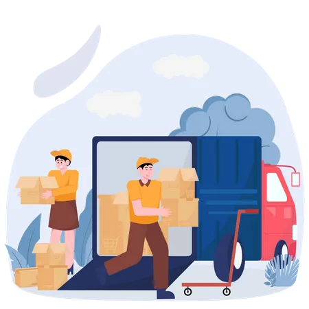 Pacote de transporte para entregadores  Ilustração