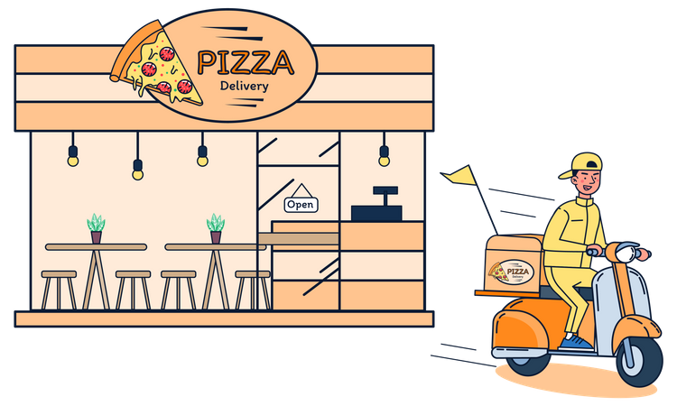 Entregador de pizza  Ilustração