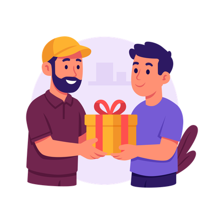 Entregador fazendo entrega de presentes  Ilustração