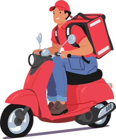 Entregador na scooter  Ilustração