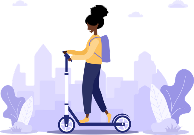 Entregadora em uma scooter com um pedido  Illustration