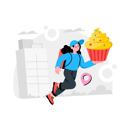 Entregadora entregou Cupcake  Ilustração