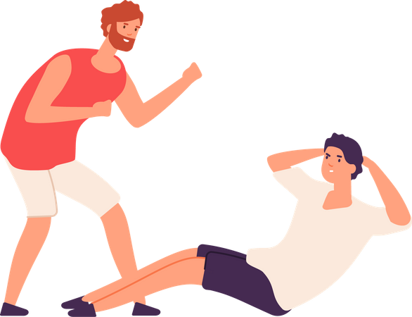 Entrenador de gimnasio dando entrenamiento de gimnasio  Illustration