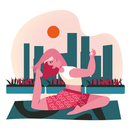 Entrenador de yoga haciendo yoga con una pierna con palomas  Ilustración