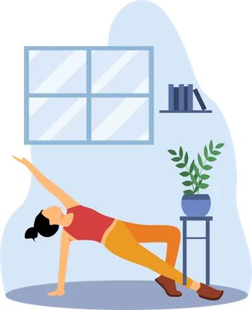 Entrenador de yoga haciendo yoga en clase de yoga  Ilustración