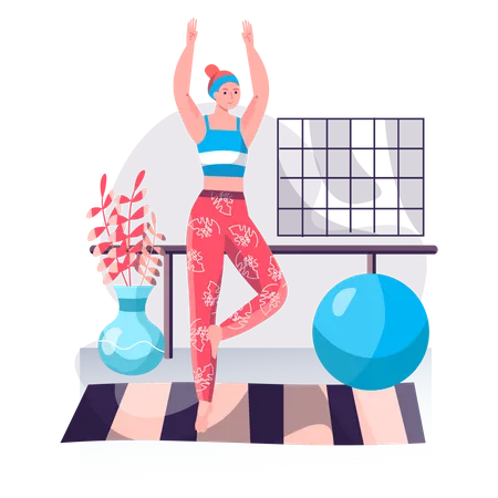 Entrenadora de yoga femenina  Ilustración