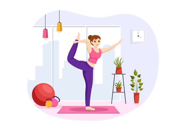 Entrenadora de yoga femenina  Ilustración